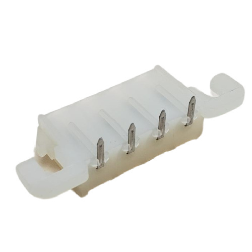 AMP 1-350948-0 CONNECTOR HEADER RIGHT ANGLE 4 POS THROUGH HOLE .250" P WHITE