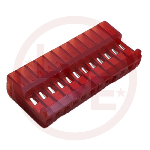 AMP 1-643813-2 CONNECTOR HEADER 12 POS MTA RIGHT ANGLE MNT IDC .100"P RED
