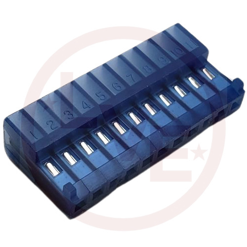 AMP 1-643815-1 CONNECTOR HEADER 11 POS MTA RIGHT ANGLE MNT IDC .100"P BLUE