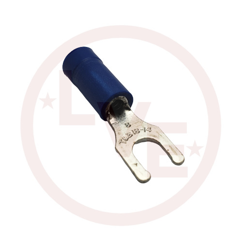 ABB 14RB-8FL TERMINAL LOCKING SPADE/FORK INSULATED 18-14 AWG #8 BLUE