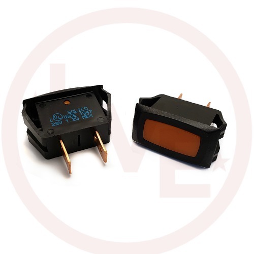 SOLICO 1539-4-20-12120 INDICATOR 28V AMBER INCAND 0.250" Q.C. TABS PANEL MOUNT LIGHT