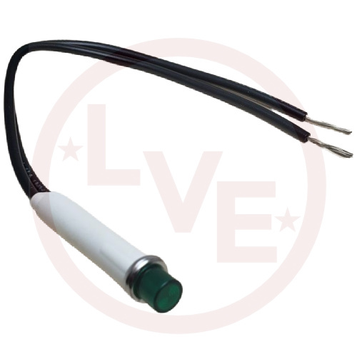 INDICATOR 125V GREEN LED 6"LEADS PNL MT LIGHT