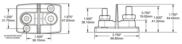 FUSE BLOCK DUAL POST BLACK 48VDC