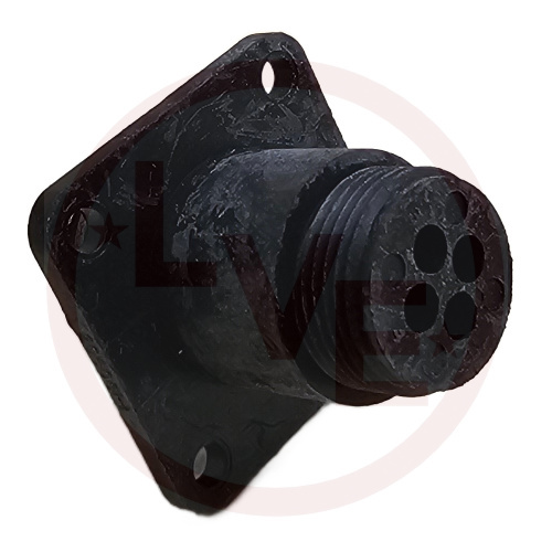 AMP 206061-1 CONNECTOR 4 POS RECEPTACLE HSG CPC SIZE 11 SQUARE FLANGE PNL MNT BLACK