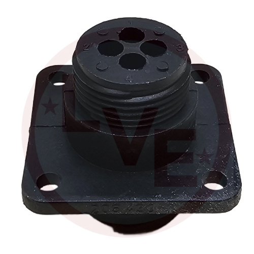 AMP 206430-1 CONNECTOR 4 POS RECEPTACLE HSG CPC (CIRCULAR PLASTIC) SQUARE FLANGE SIZE 11 BLACK