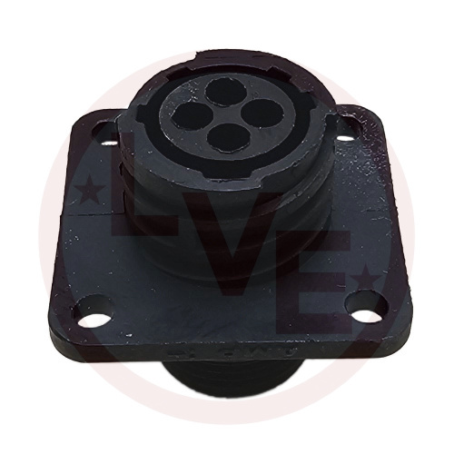 AMP 206430-1 CONNECTOR 4 POS RECEPTACLE HSG CPC (CIRCULAR PLASTIC) SQUARE FLANGE SIZE 11 BLACK