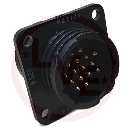 AMP 206552-1 CONNECTOR 16 POS RECEPTACLE HSG CPC (CIRCULAR PLASTIC) SQUARE FLANGE SIZE 17 BLACK