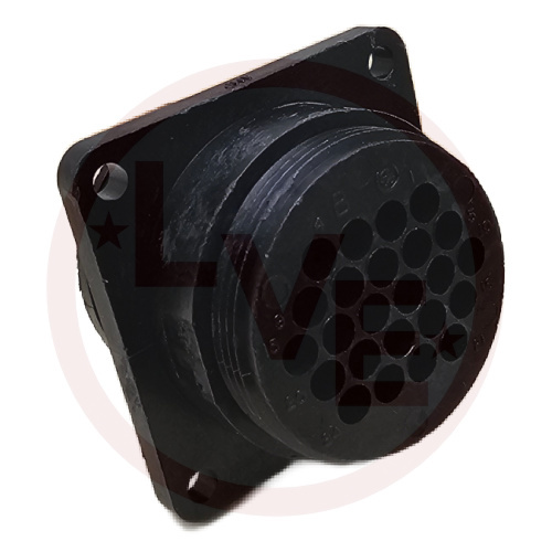 AMP 206838-1 CONNECTOR 24 POS RECEPTACLE HSG CPC (CIRCULAR PLASTIC) SQUARE FLANGE SIZE 23 BLACK