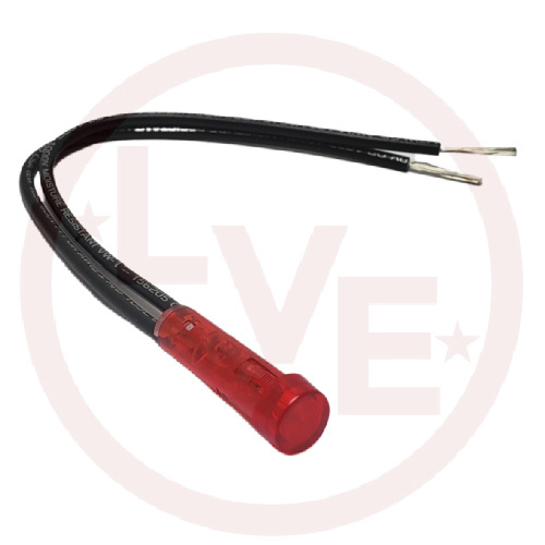 INDICATOR 125V RED NEON 6" LEADS PNL MT LIGHT