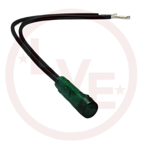 INDICATOR 125V GREEN NEON 6" LEADS PNL MT LIGHT