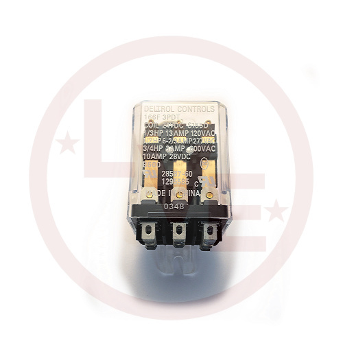 DELTROL 28587-60 RELAY 24VDC 13A 3PDT PLAIN COVER Q.C. TERMINALS GENERAL PURPOSE RELAY
