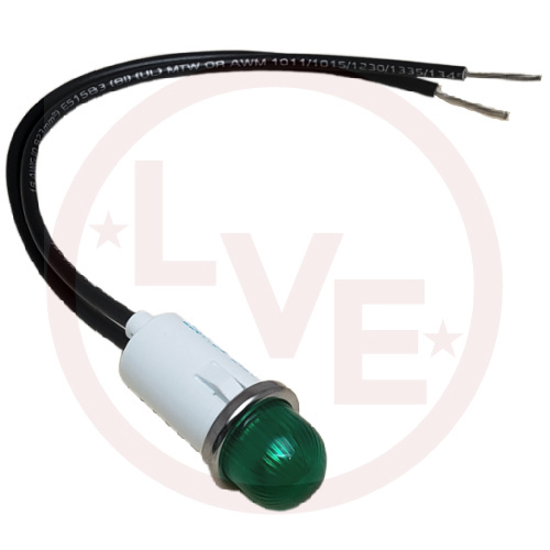 INDICATOR 250V GREEN NEON 6" LEADS PNL LIGHT