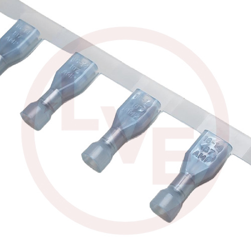 AMP 3-520124-2 TERMINAL QDC FEMALE FULLY INSULATED 16-14 AWG .187X.032 BLUE TAPE AND REEL