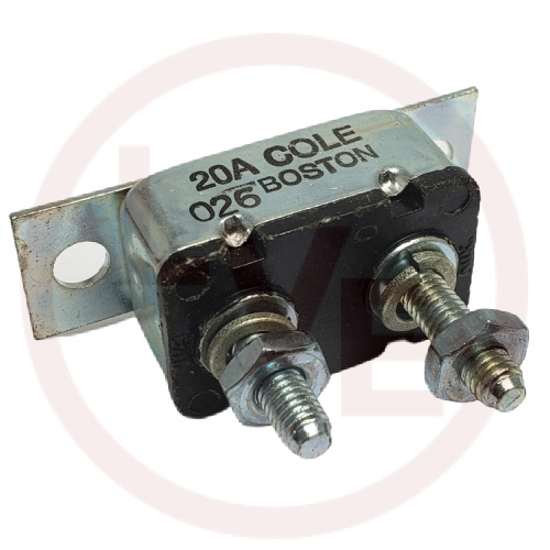 COLE HERSEE 30055-20 CIRCUIT BREAKER 20A 12VDC METAL CHASSIS MOUNT W/BRKT