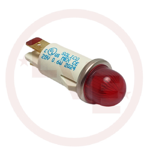 SOLICO 3013-4-11-41510 INDICATOR 28V RED LED 0.250" Q.C. TABS PNL LIGHT