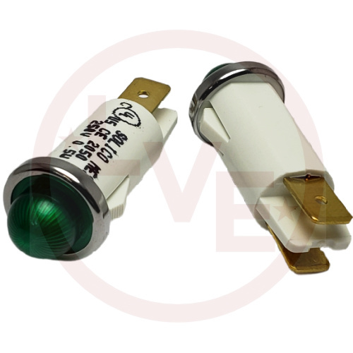 SOLICO 3052-4-12-40540 INDICATOR 250V GREEN NEON .250" Q.C. TABS PNL MOUNT