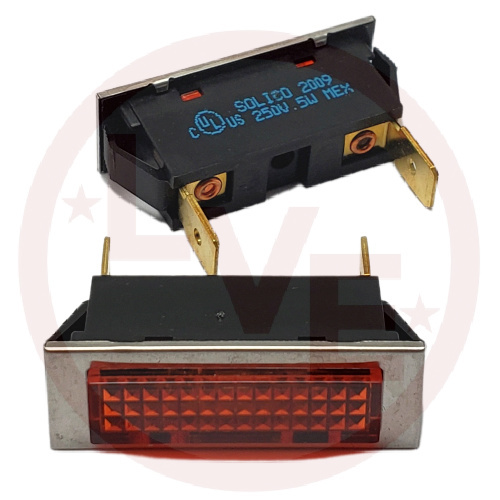 SOLICO 3352-4-51-18320 INDICATOR 250V AMBER NEON 0.250" Q.C. TABS PNL LAMP