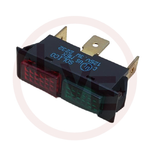SOLICO 3450-4-50-19314 INDICATOR 125V RED/GREEN NEON .250" Q.C.TABS PNL LAMP