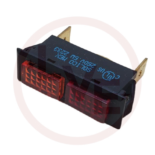 SOLICO 3452-4-50-19312 INDICATOR 250V NEON RED/AMBER .250: Q.C. TABS PNL LIGHT