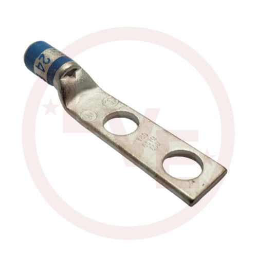 T&B 54205 TERMINAL LUG 2 HOLE #6 AWG 1/4" STUD TIN PLATED MAX 35kV