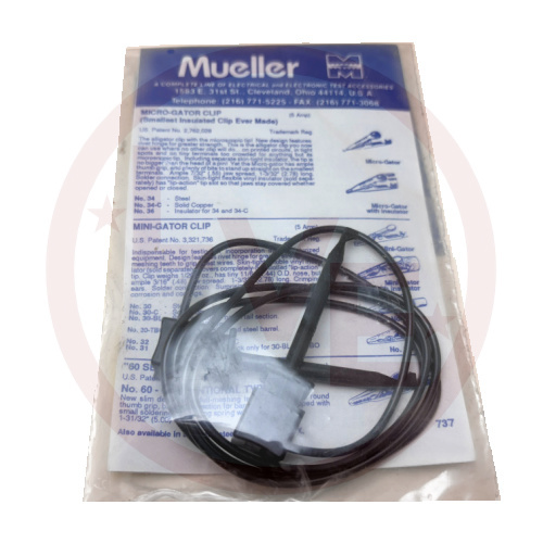 MUELLER BU-1111-A-36-0 TEST LEAD MINI HOOK TO MINI HOOK 36" BLACK