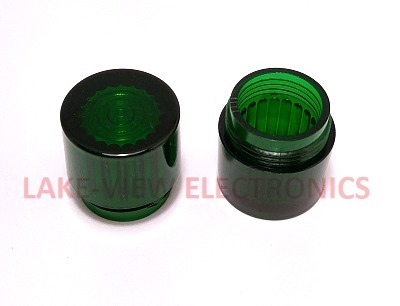 INDICATOR LENS CAP GREEN TRANSPARENT CYLINDRICAL FLAT