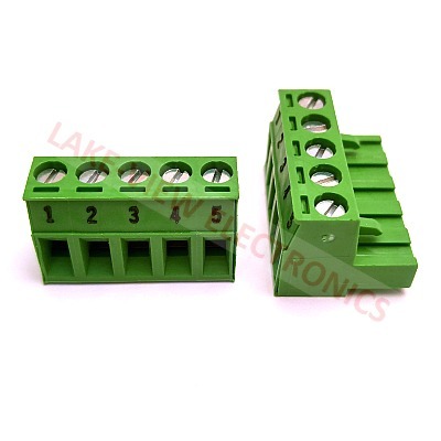 TERMINAL BLOCK 5POS 5.08P IMPRINTED RIGHT ANGLE PLUGGABLE GREEN