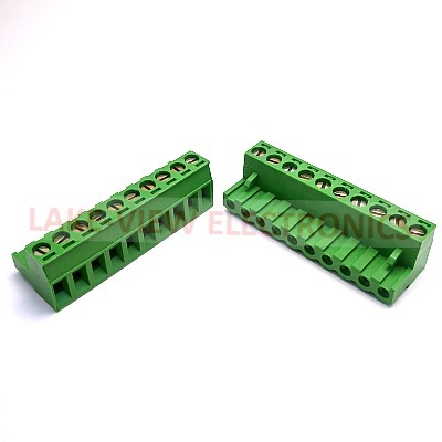 TERMINAL BLOCK 10POS 5.08P RIGHT ANGLE PLUGGABLE GREEN