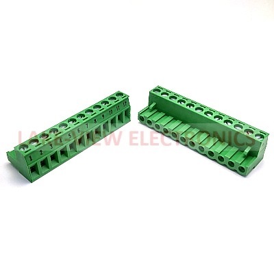 TERMINAL BLOCK 12POS 5.08P IMPRINTED RIGHT ANGLE PLUGGABLE GREEN