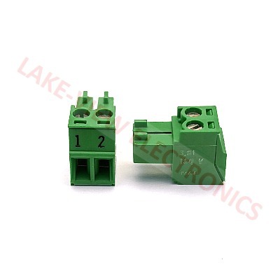 TERMINAL BLOCK 2POS 3.81P IMPRINTED RIGHT ANGLE PLUGGABLE GREEN