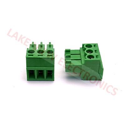 TERMINAL BLOCK 3POS 3.81P RIGHT ANGLE PLUGGABLE GREEN