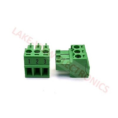 TERMINAL BLOCK 3POS 3.81P IMPRINTED RIGHT ANGLE PLUGGABLE GREEN