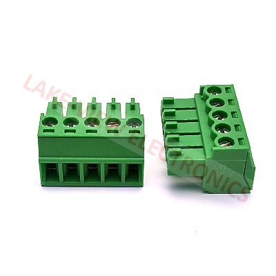 TERMINAL BLOCK 5POS 3.81P RIGHT ANGLE PLUGGABLE GREEN