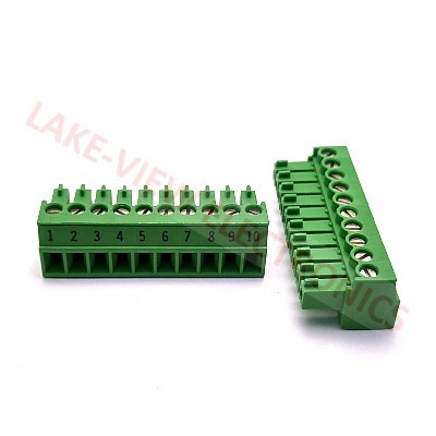 TERMINAL BLOCK 10POS 3.81P IMPRINTED RIGHT ANGLE PLUGGABLE GREEN