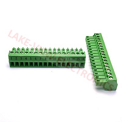 TERMINAL BLOCK 16POS 3.81P IMPRINTED RIGHT ANGLE PLUGGABLE GREEN