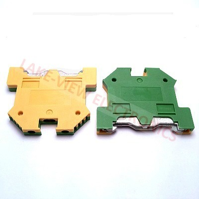 CONTA CLIP 1212.2 TERMINAL BLOCK EARTH GROUND 2POS TS 35 DIN RAIL MOUNT GRN/YEL