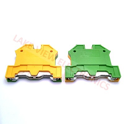 CONTA CLIP 1213.2 TERMINAL BLOCK EARTH GROUND 2POS TS 35 DIN RAIL MOUNT GRN/YEL
