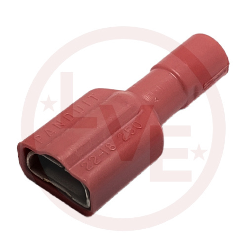 PANDUIT DPF18-250FIB-C TERMINAL QDC FEMALE 22-18 AWG .250 X.032 FULLY INSULATED RED