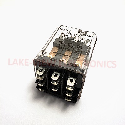 DELTROL 20308-85 RELAY 240VAC 13A 3PDT PLAIN COVER Q.C. TERMINALS GENERAL PURPOSE RELAY