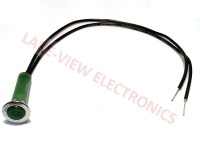 INDICATOR 125V GREEN NEON 10" LEADS PNL MNT