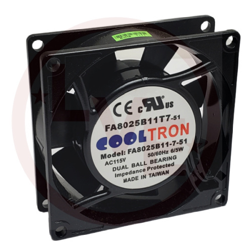 COOLTRON FA8025B11T7-51 FAN 115VAC 80X80X25MM BB W/TABS