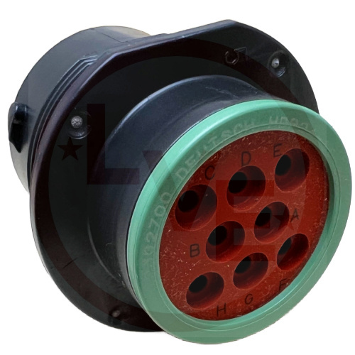 DEUTSCH HDP24-18-8SN CONNECTOR HOUSING 9 POS FEMALE RECPETACLE PANEL MOUNT BLACK