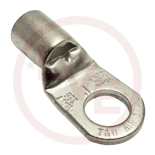 TERMINAL TUBULAR RING LUG 1/0AN-2/0 AWG 1/2" STUD NON-INSULATED TIN PLATED