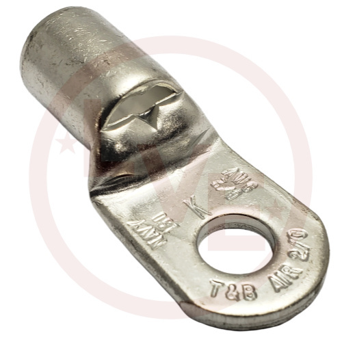 ABB K973 TERMINAL TUBULAR RING 2/0AN-3/0 AWG 3/8" STUD NON-INSULATED TIN PLATED
