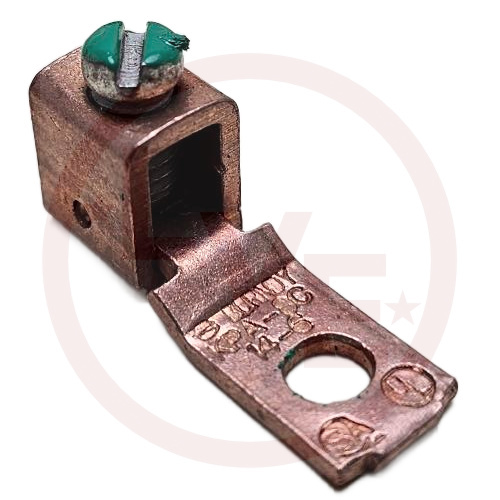 BURNDY KPA8CUPG10 TERMINAL LUG 14 AWG(SOL) 6 AWG STRD  #10 STUD W/GREEN SCREW COPPER
