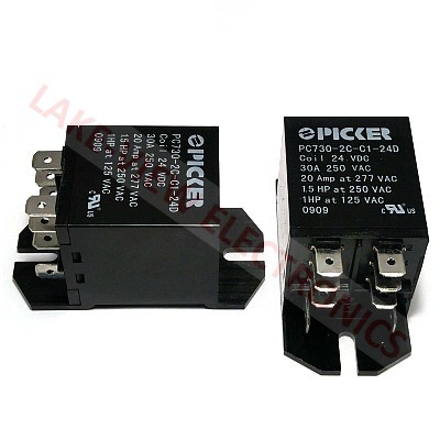 PICKER PC730-2C-C1-24D RELAY 24VDC 30A DPDT SIDE FLANGE MOUNT  W/QUICK CONNECT TERMINALS POWER RELAY