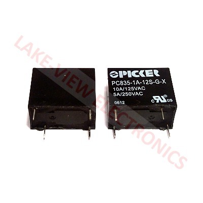 PICKER PC835-1A-12S-G-X RELAY 12VDC 10A SPST-NORMALLY OPEN SEALED PCB GOLD FLASH CONTACTS SUBMINIATURE POWER RELAY