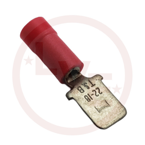 T&B RA2517 TERMINAL QDC MALE 22-18 AWG .250 X .032 INSULATED RED TIN PLATED