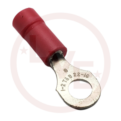 TERMINAL RING 22-16 #8 STUD VINLY INSULATED RED TIN PLATED