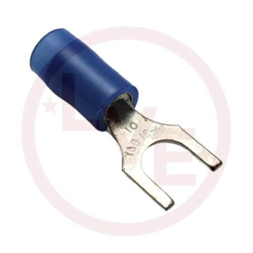 T&B RB1153 TERMINAL FORK 18-14 AWG #10 NYLON INSULATED BLUE TIN PLATED